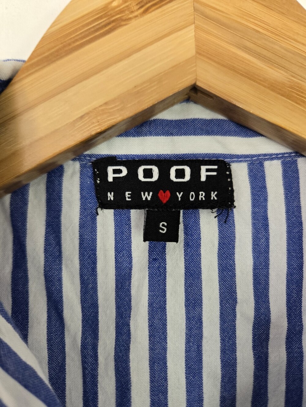 💙 Poof New York Blue & White Striped Sleeveless Shirt Dress | Button Front | Si - Picture 5 of 5